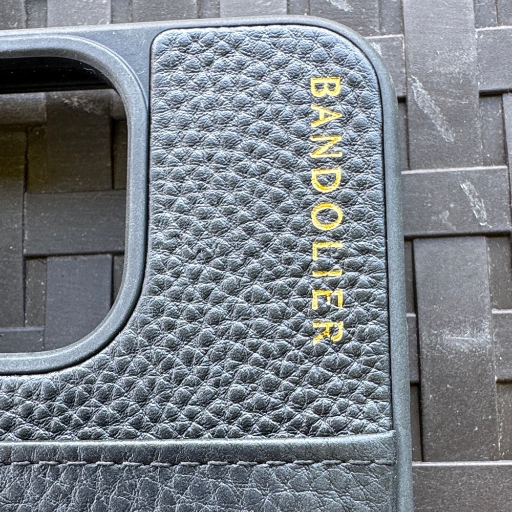 Bandolier Black Textured Phone Case with Gold Accents iPhone 15 PRO MAX - Picture 2 of 4